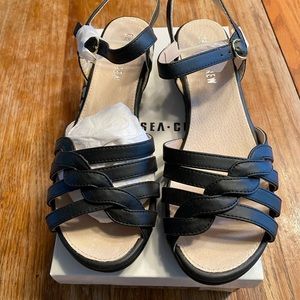 Chelsea Crew Frisky black espadrille comfort wedge sandals Size 39 US size 8